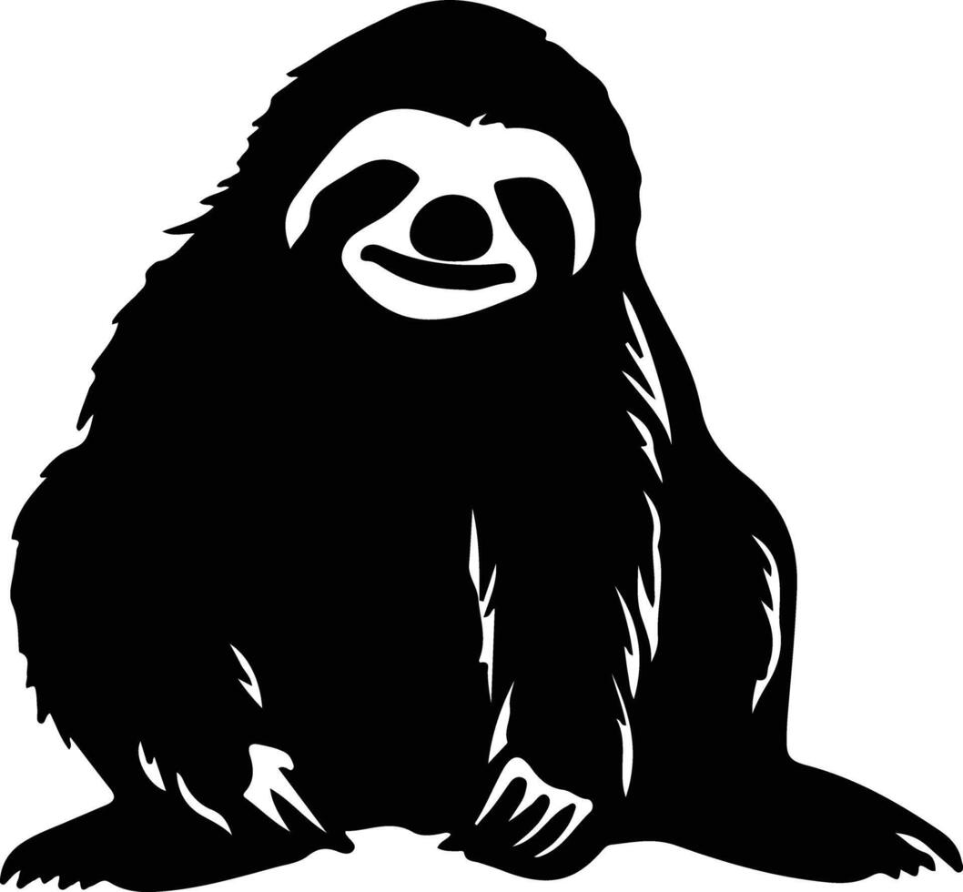 three-toed sloth  black silhouette vector