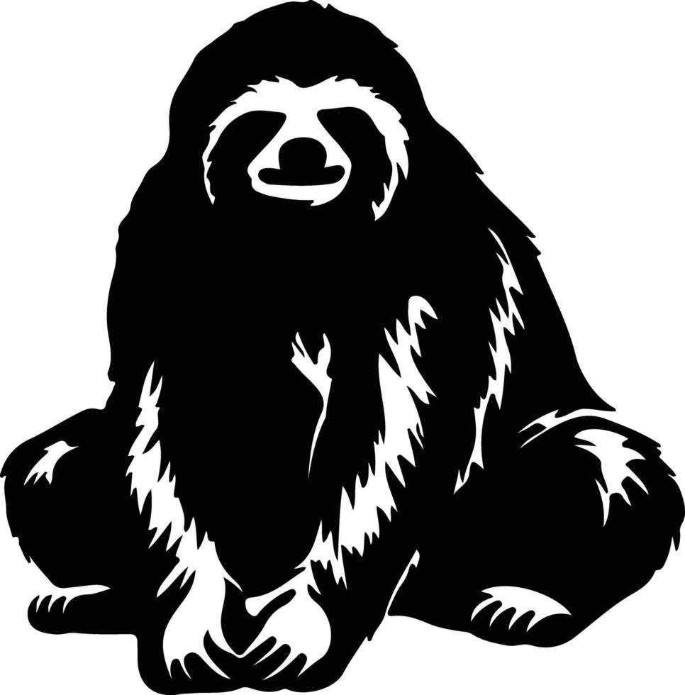 three-toed sloth  black silhouette vector