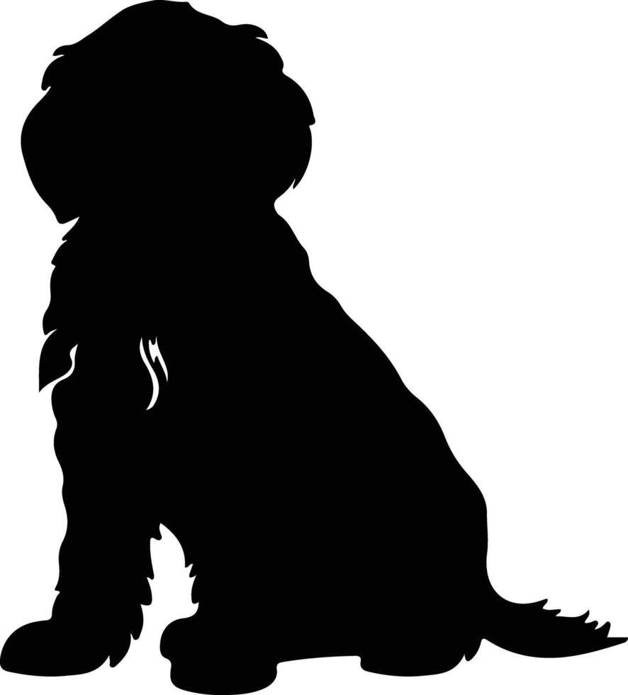 Portuguese Water Dog black silhouette vector