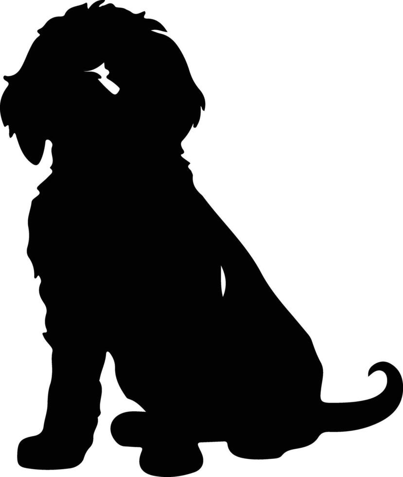 Portuguese Water Dog    black silhouette vector