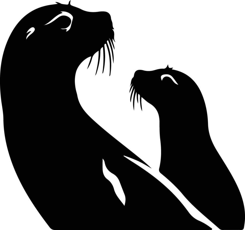 pinnipeds  black silhouette vector