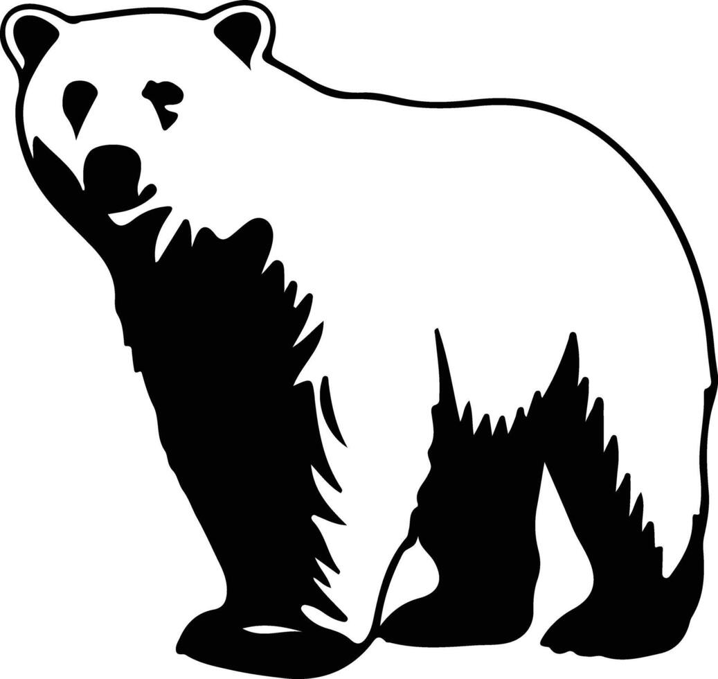 polar bear  black silhouette vector