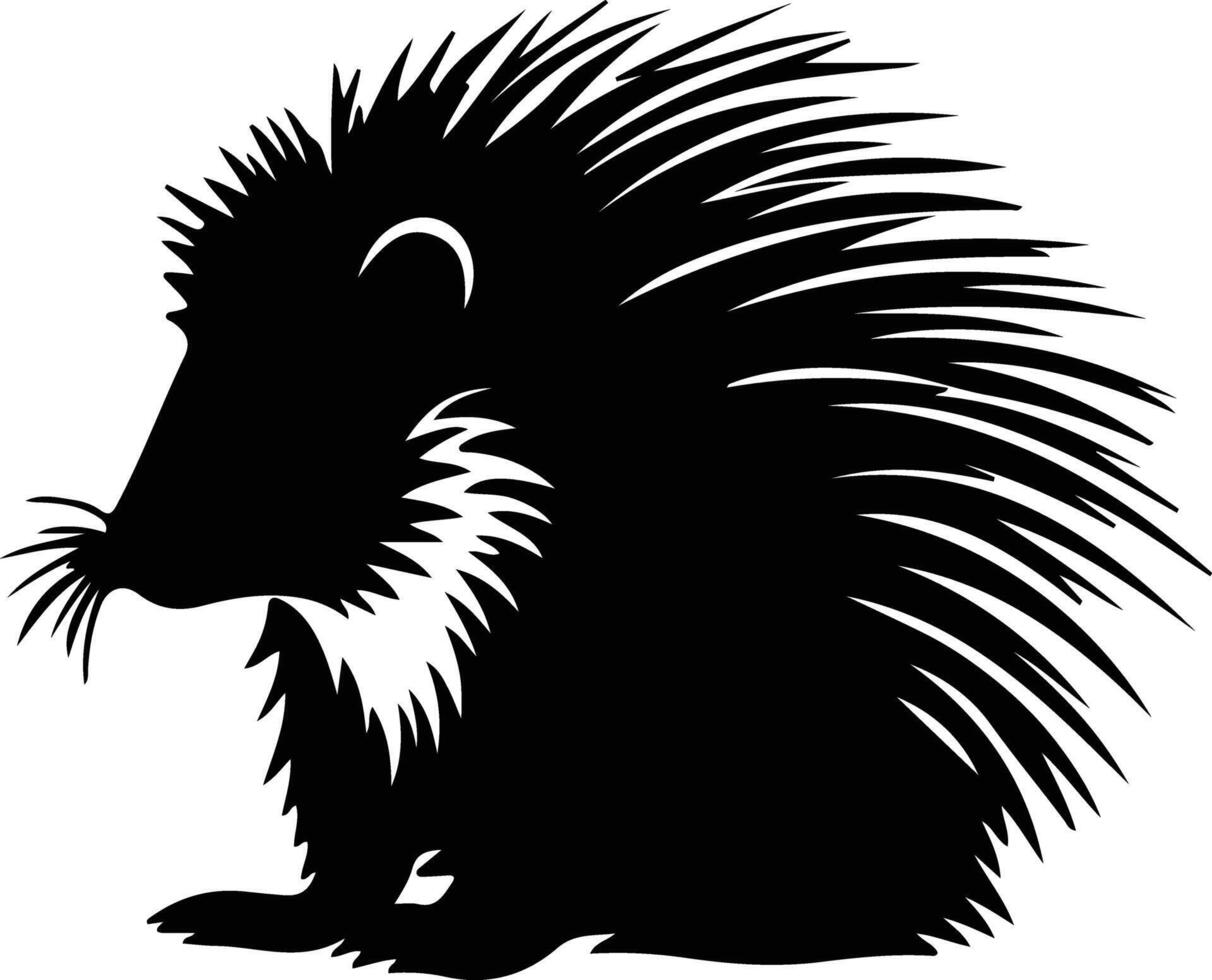 porcupine  black silhouette vector