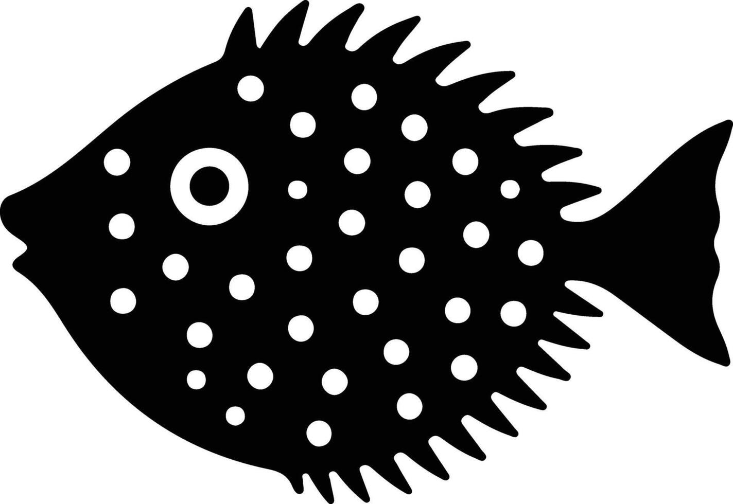 pufferfish black silhouette vector