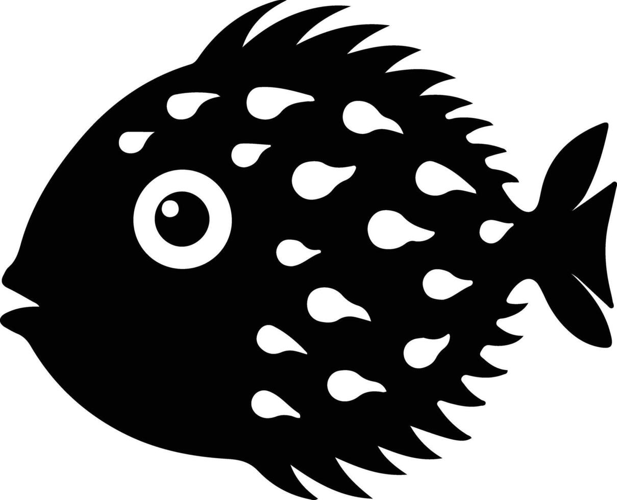 pufferfish  black silhouette vector