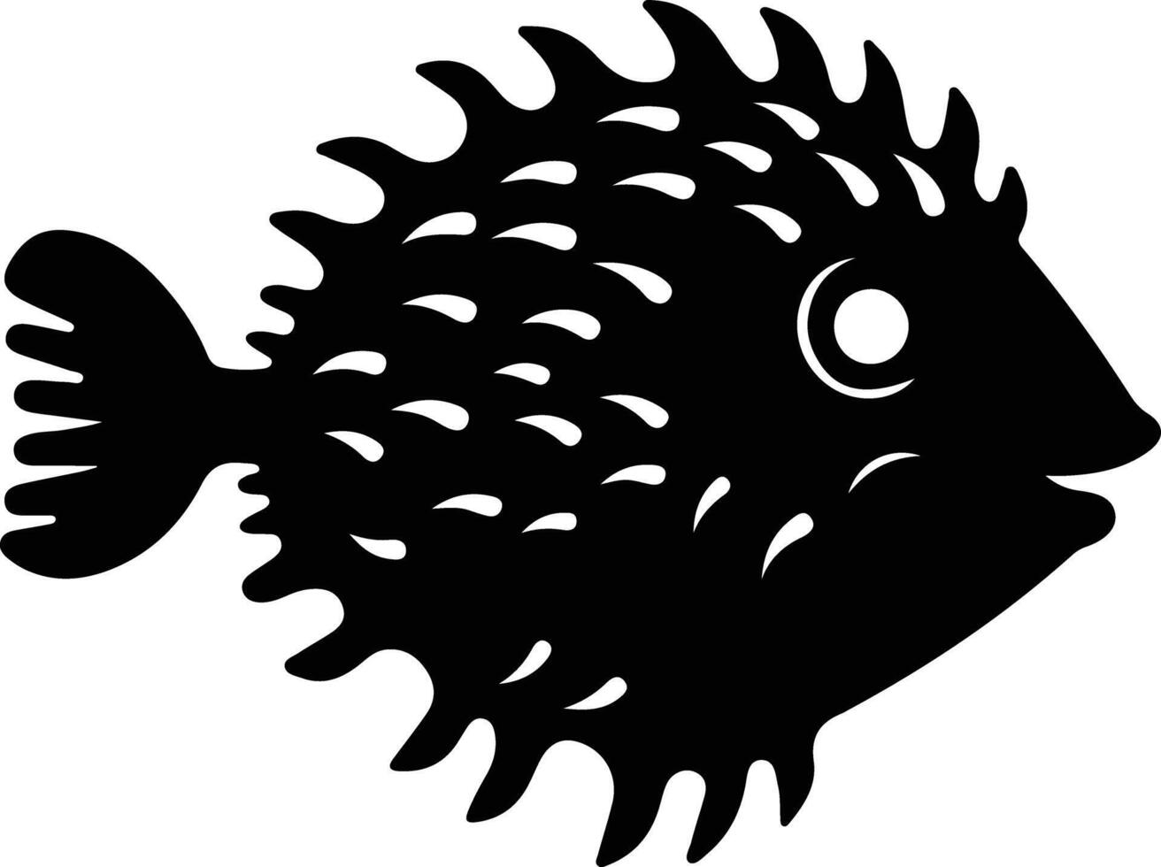 pufferfish  black silhouette vector