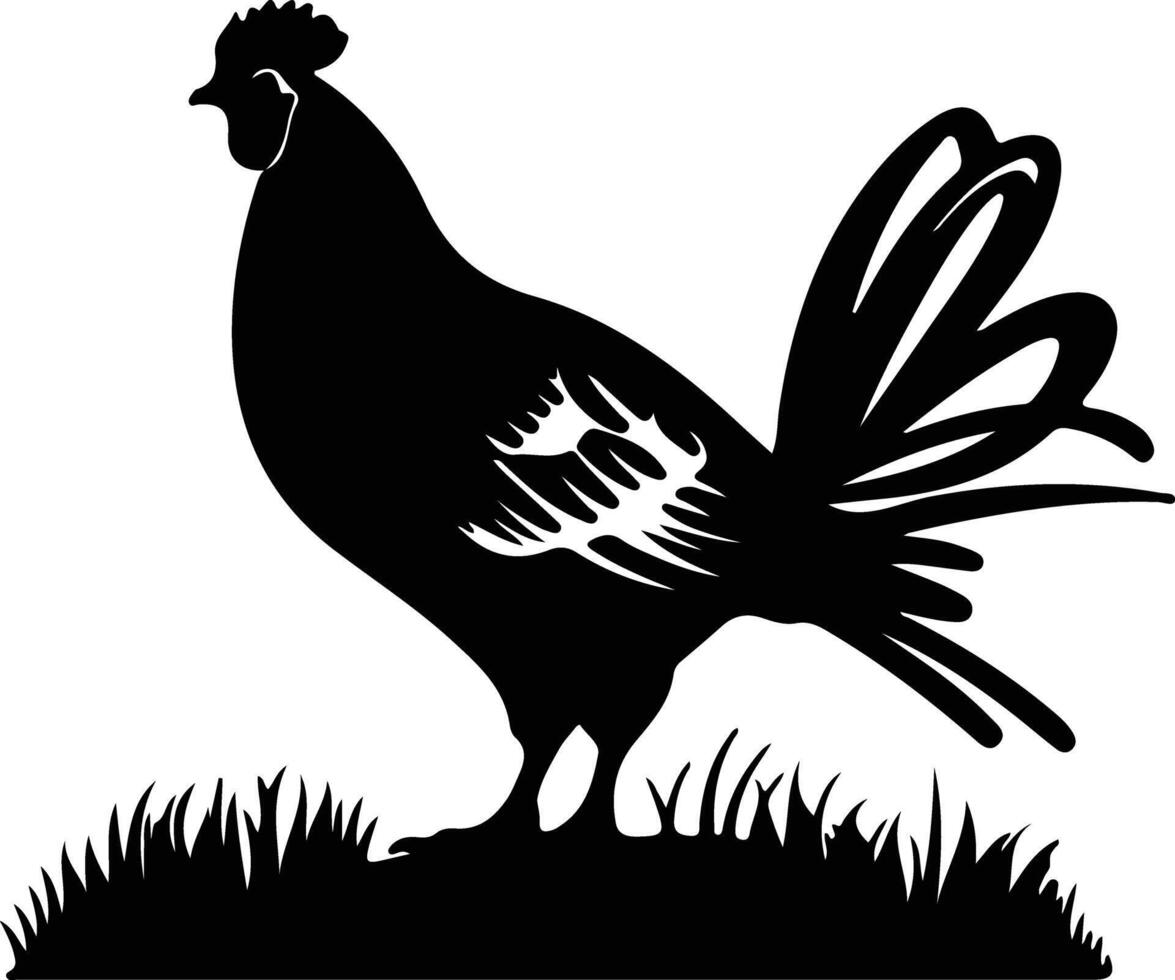 pradera pollo negro silueta vector