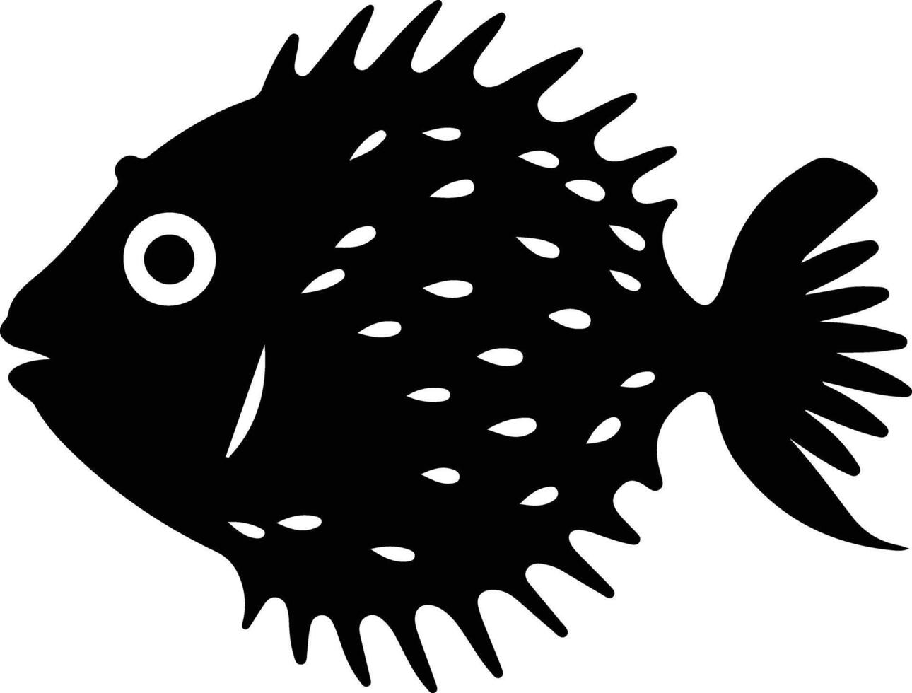 pufferfish  black silhouette vector