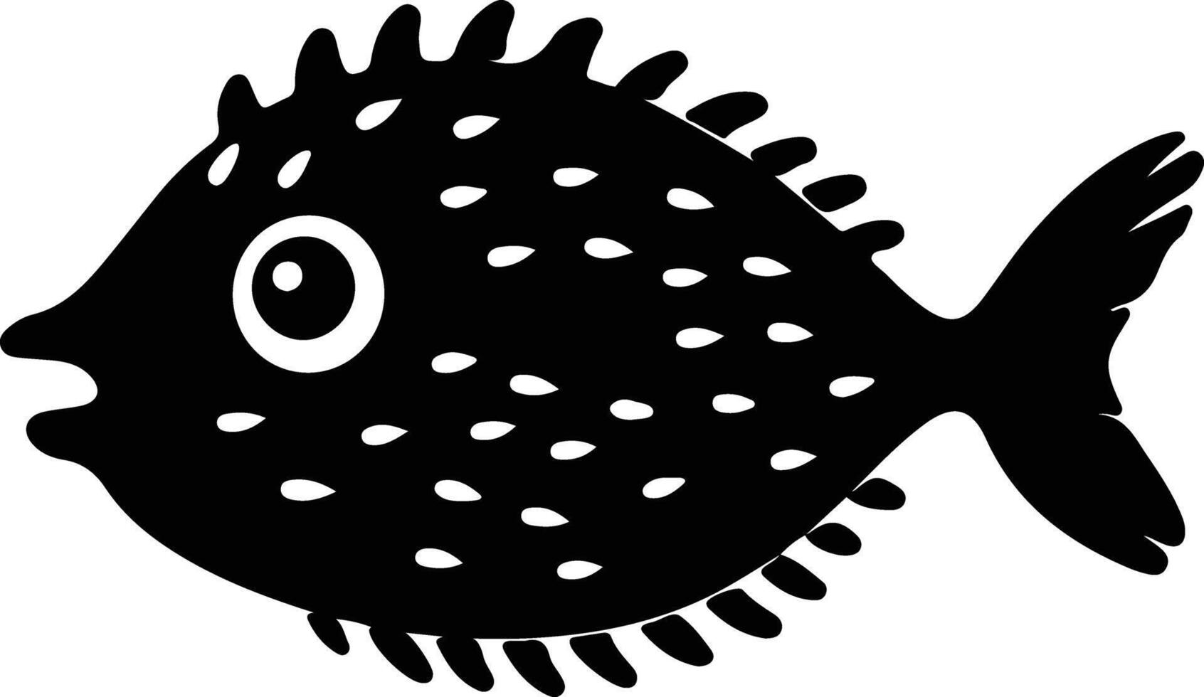 pufferfish  black silhouette vector