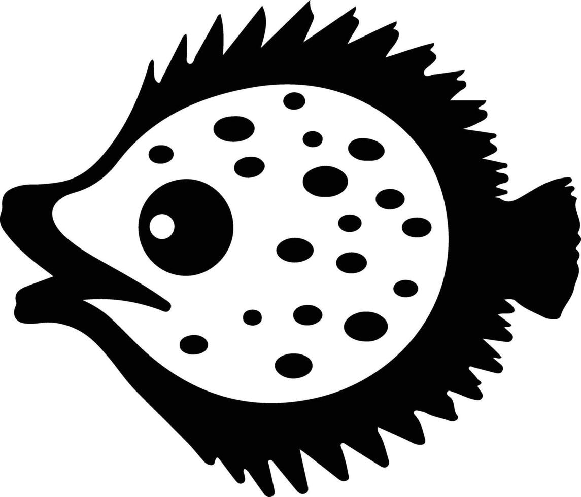 pufferfish  black silhouette vector