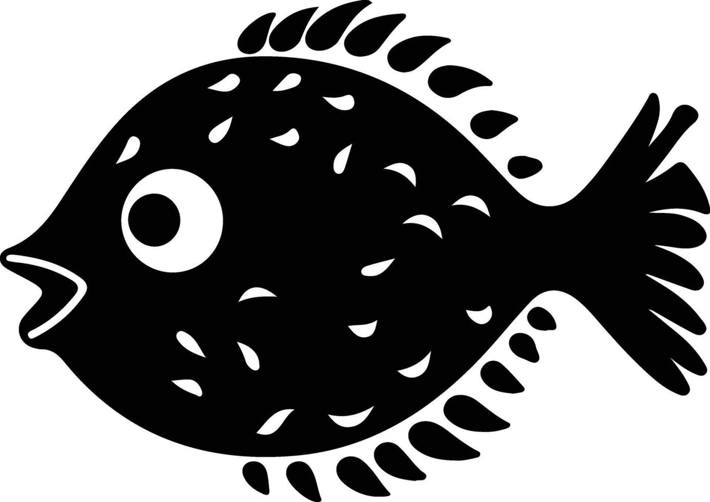 pufferfish  black silhouette vector