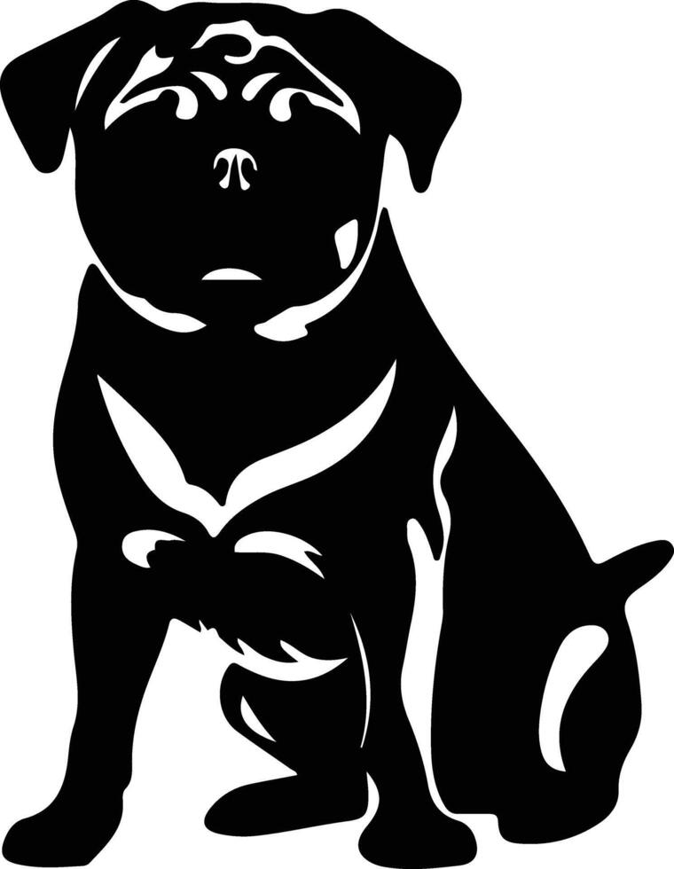 pug  black silhouette vector