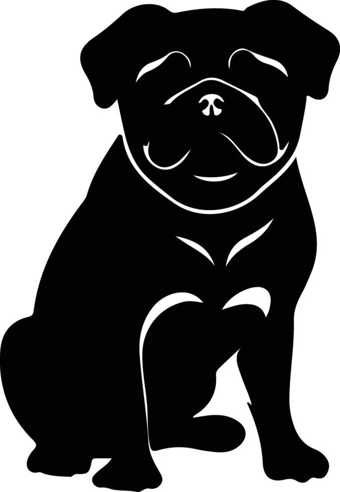 Pug   black silhouette vector