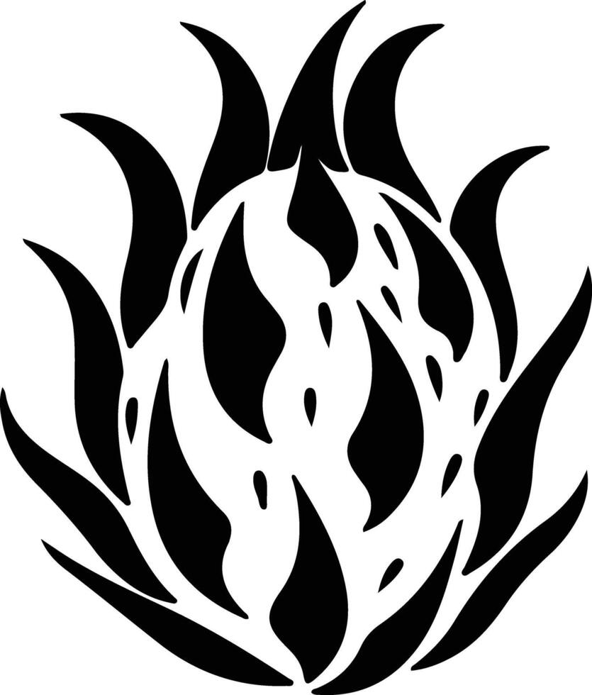 dragon fruit  black silhouette vector