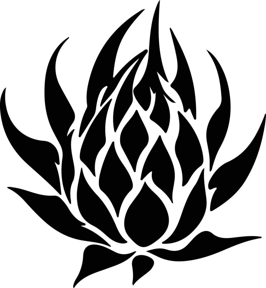 dragon fruit  black silhouette vector