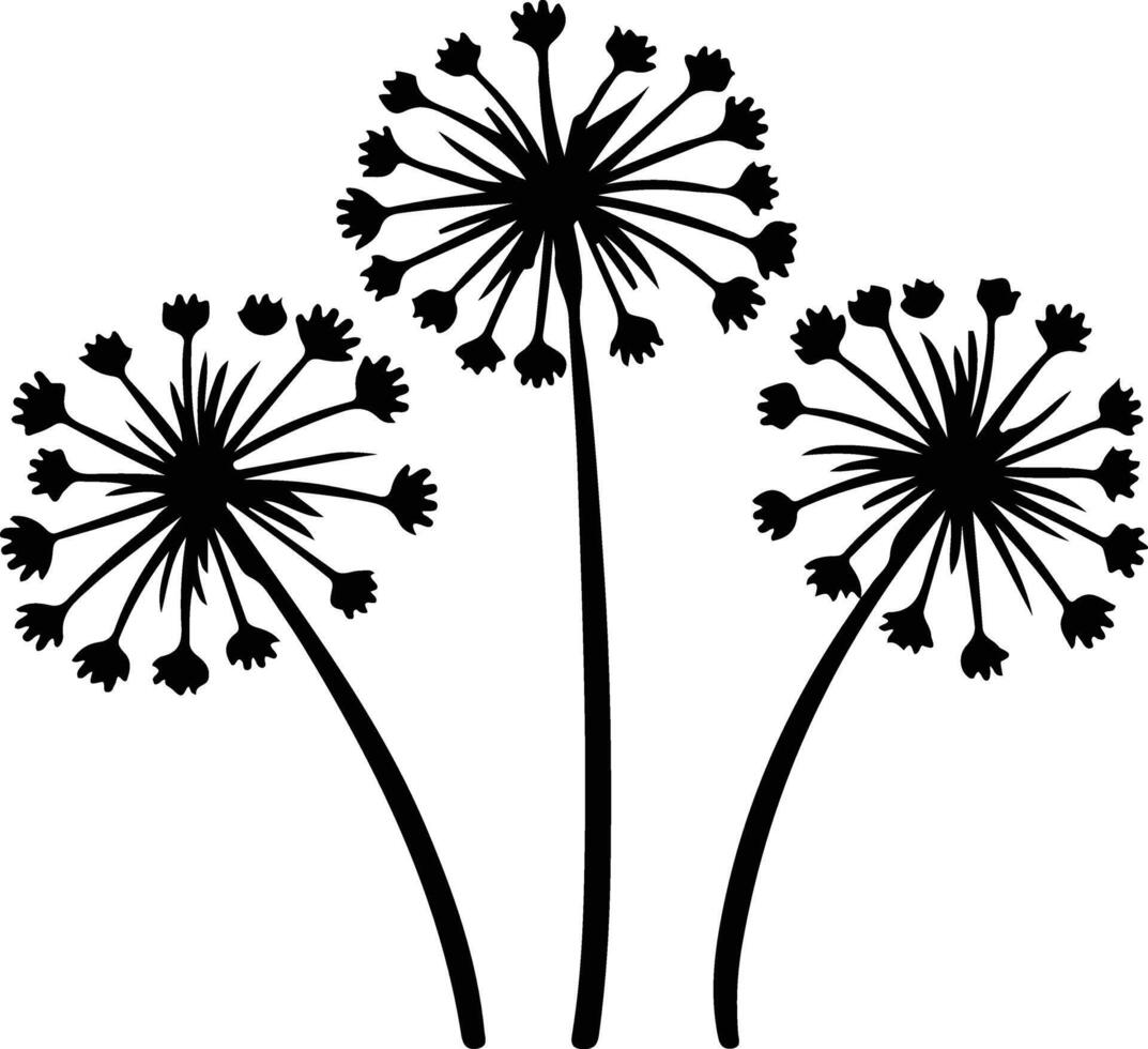 dandelion greens black silhouette vector