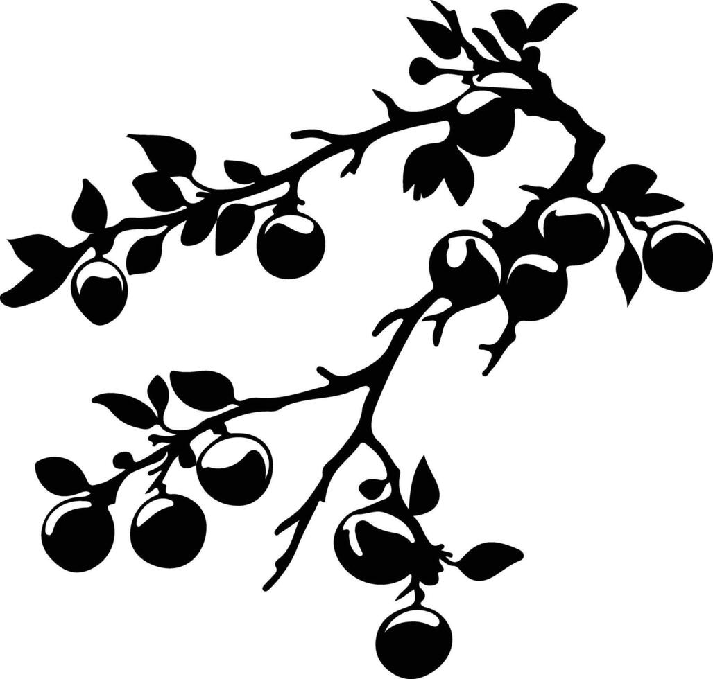 crabapple  black silhouette vector