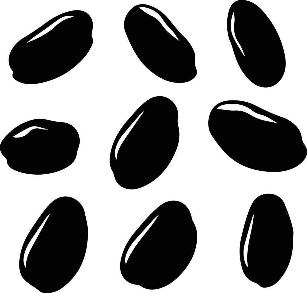 lima bean black silhouette vector