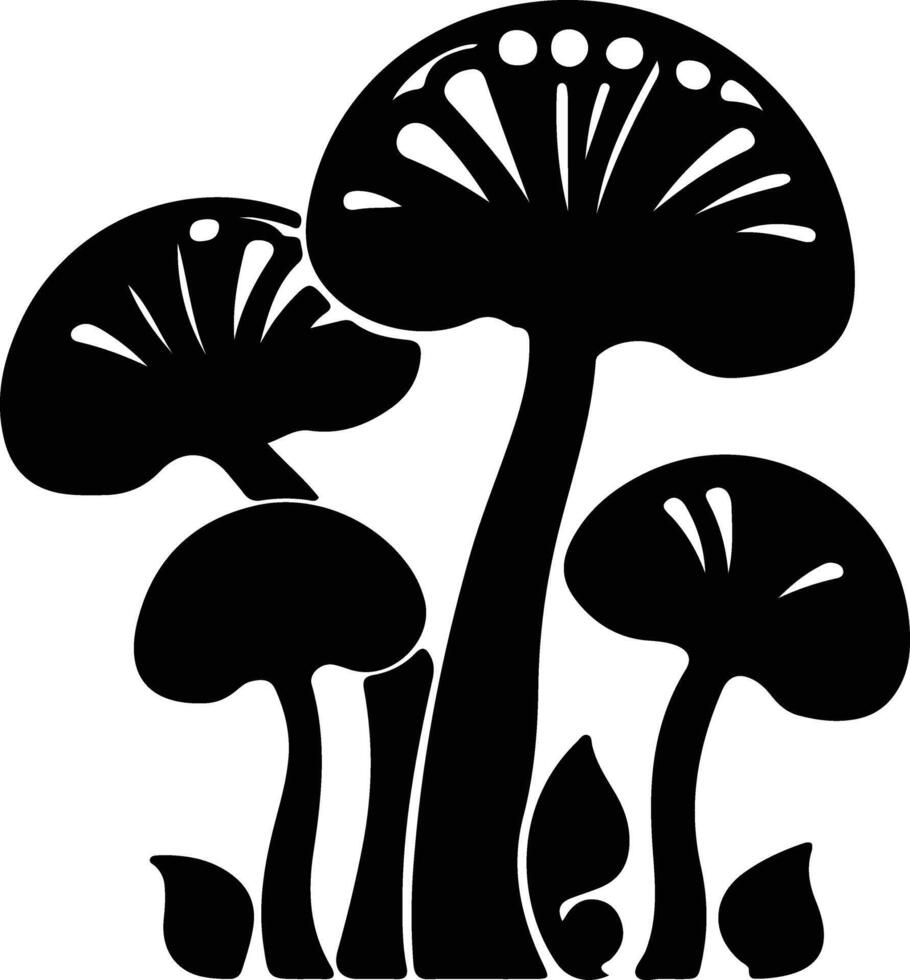 mushroom  black silhouette vector