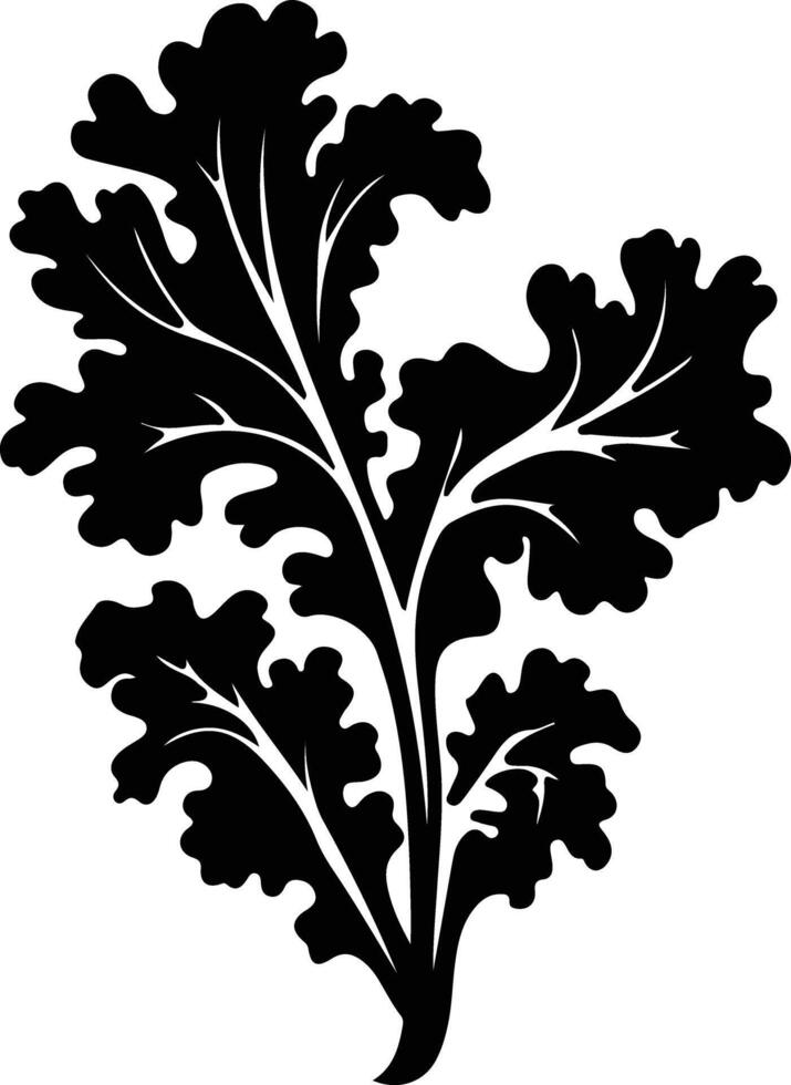 mustard greens  black silhouette vector