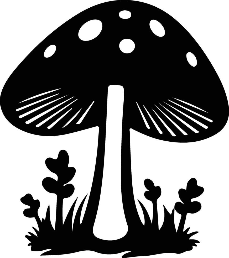 mushroom  black silhouette vector