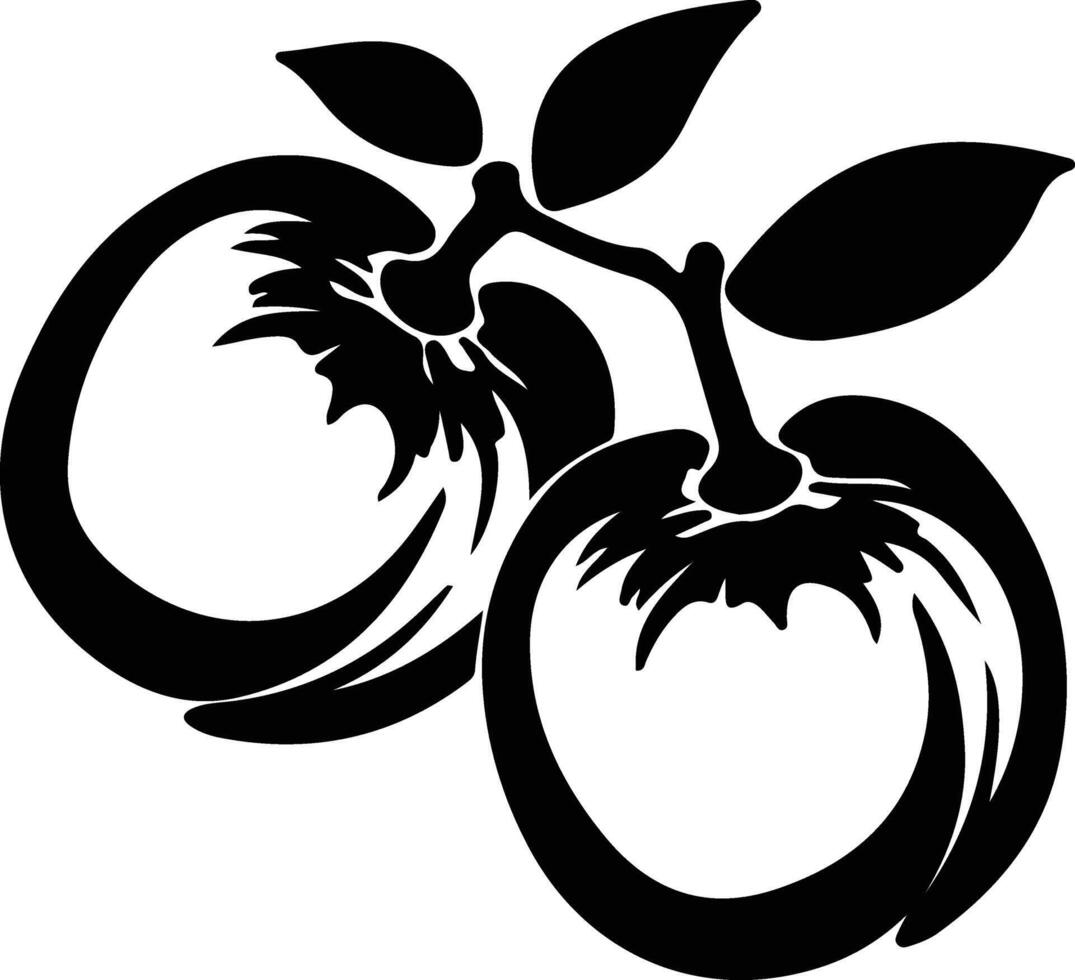 persimmon  black silhouette vector