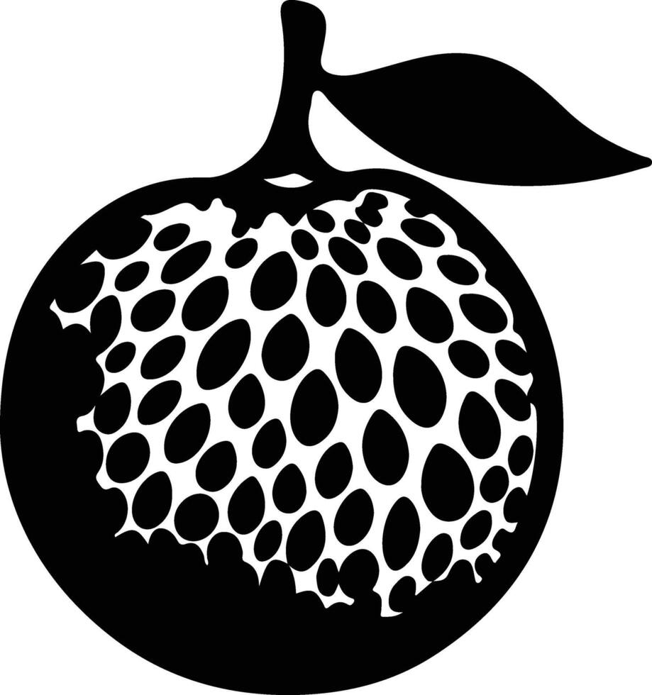 ugli Fruta negro silueta vector