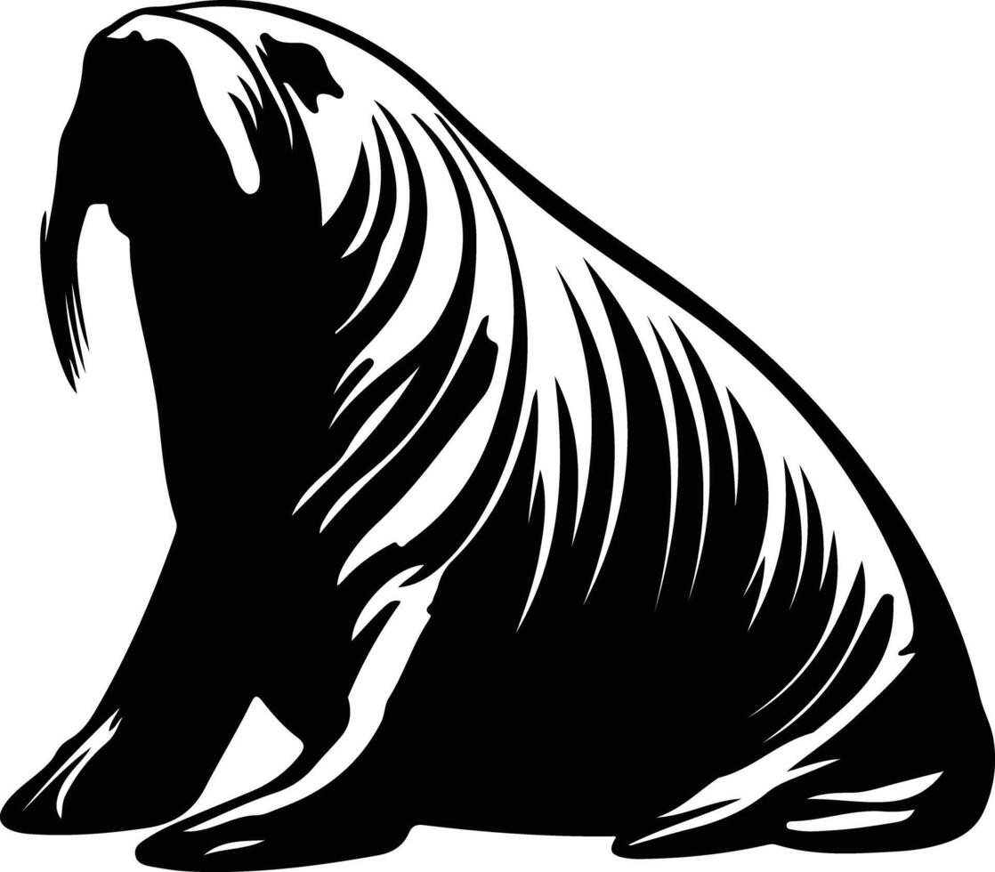 walrus  black silhouette vector