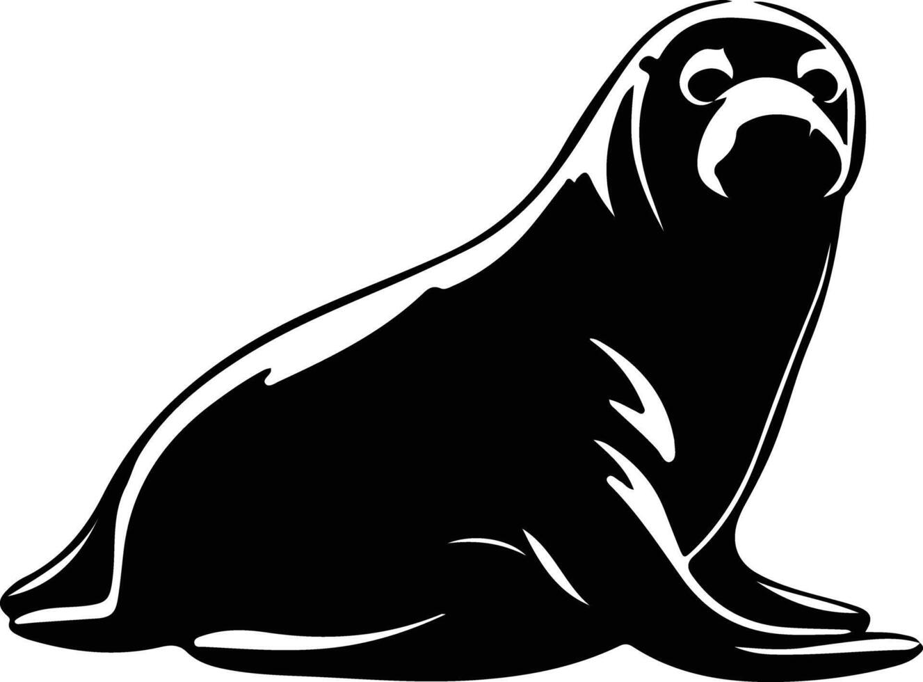 Weddell seal  black silhouette vector