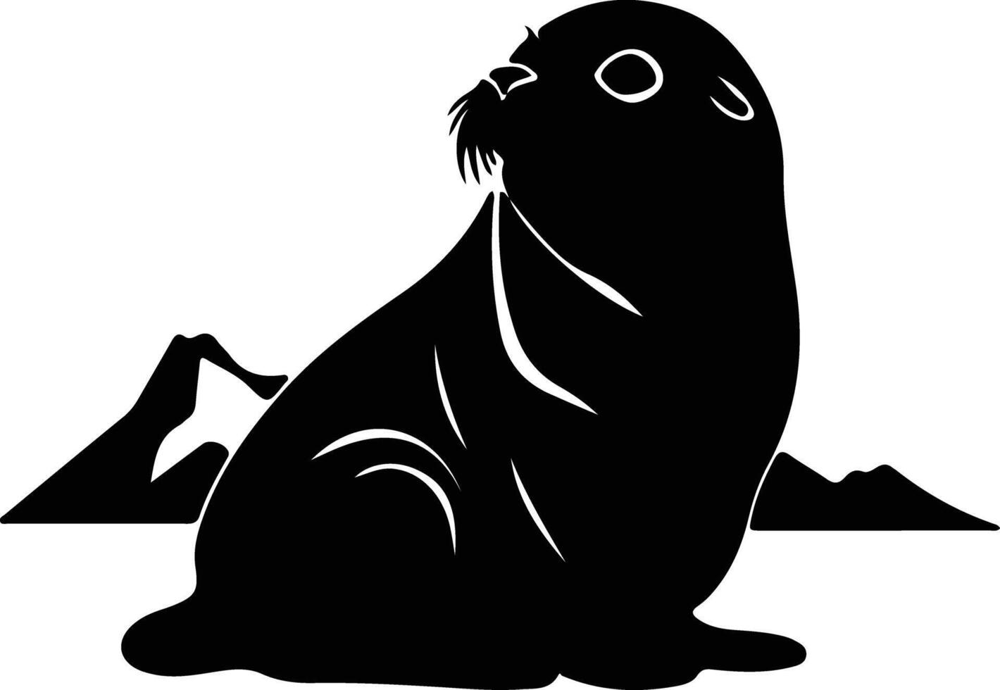 Weddell seal black silhouette vector