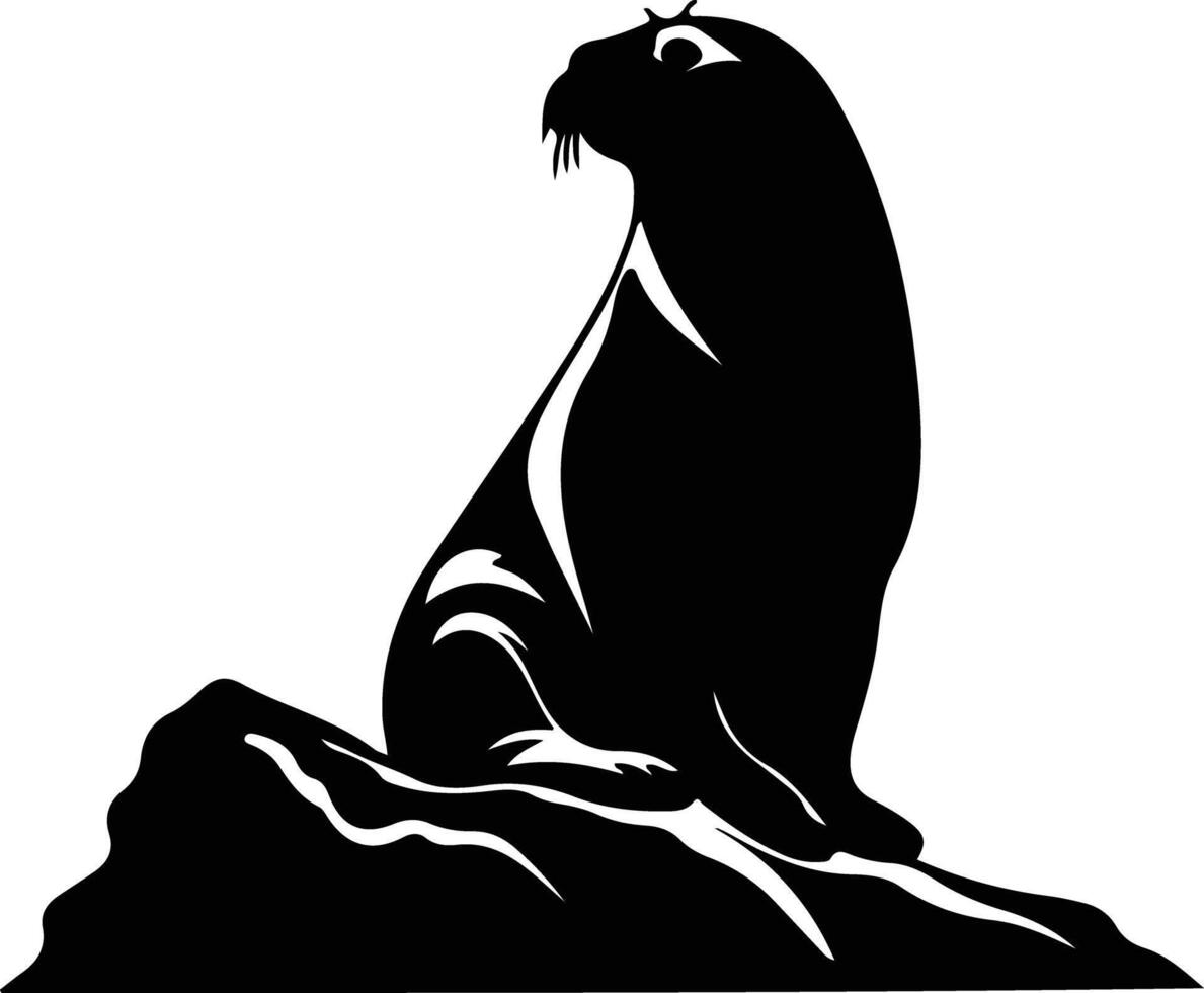 Weddell seal  black silhouette vector