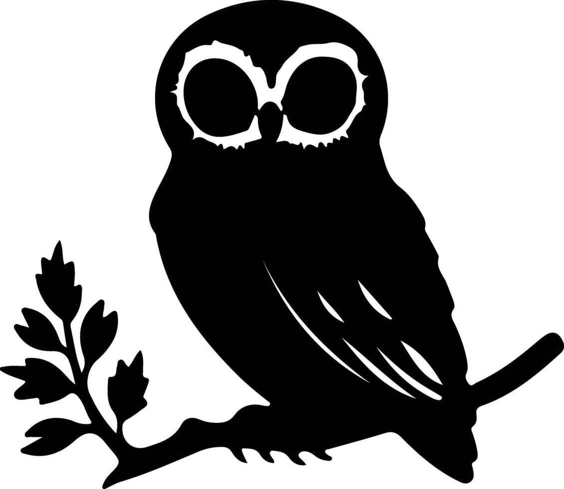 western spotted owl  black silhouette vector