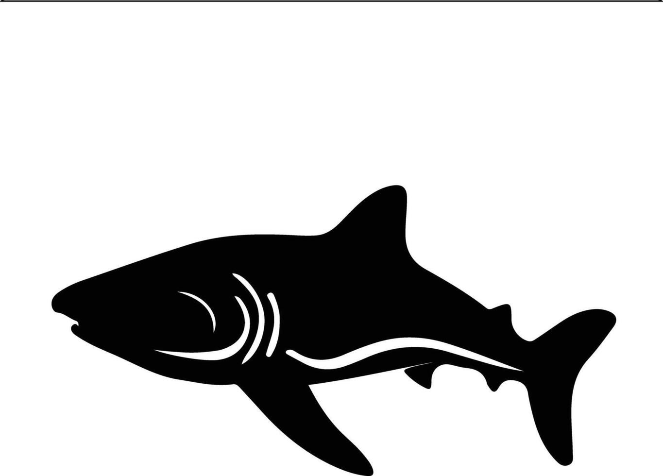 whale shark  black silhouette vector
