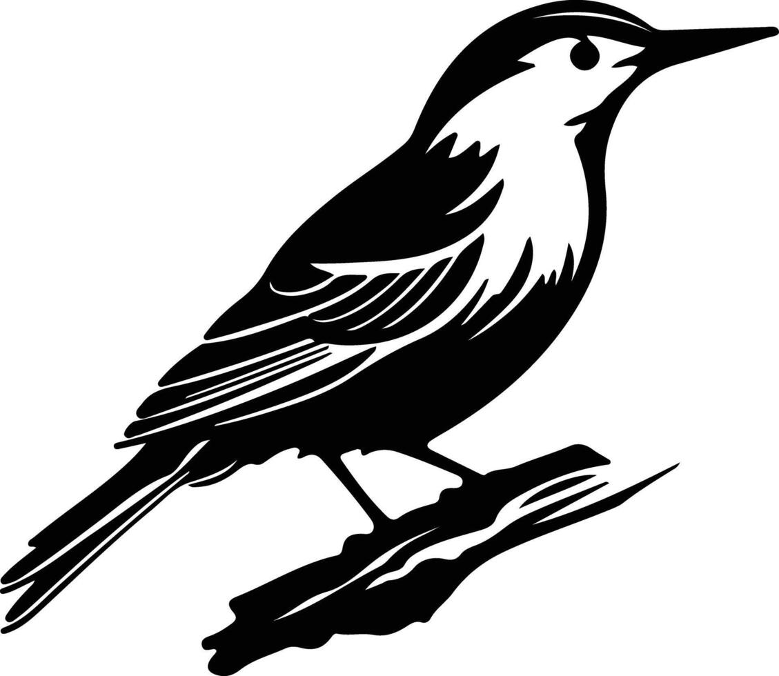 white-breasted nuthatch  black silhouette vector