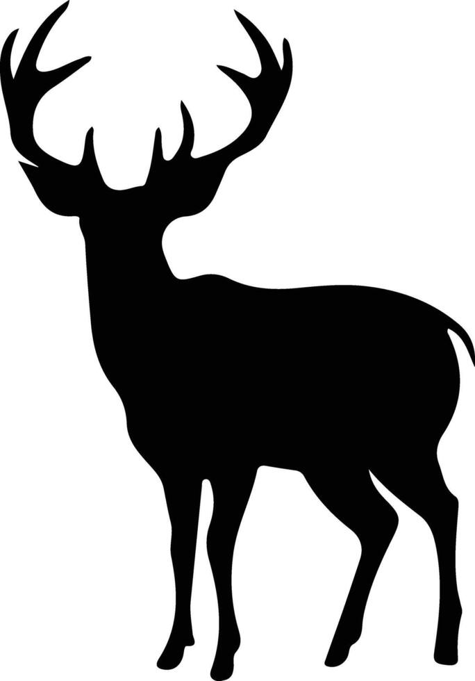 white-tailed deer black silhouette vector