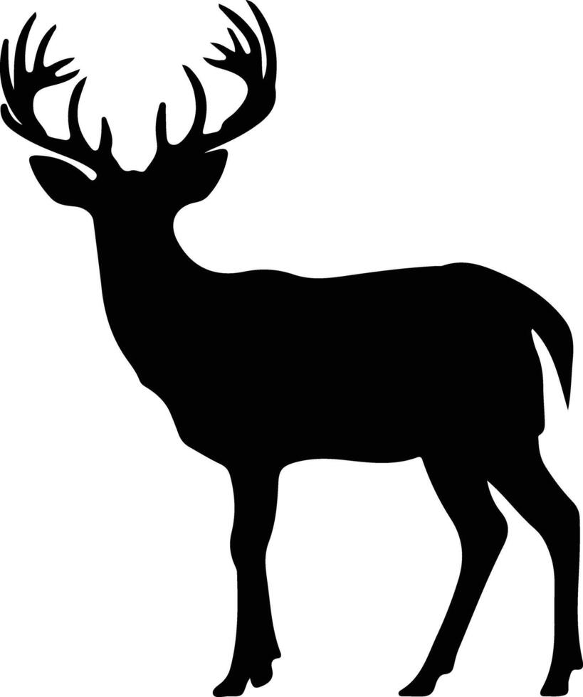 white-tailed deer  black silhouette vector