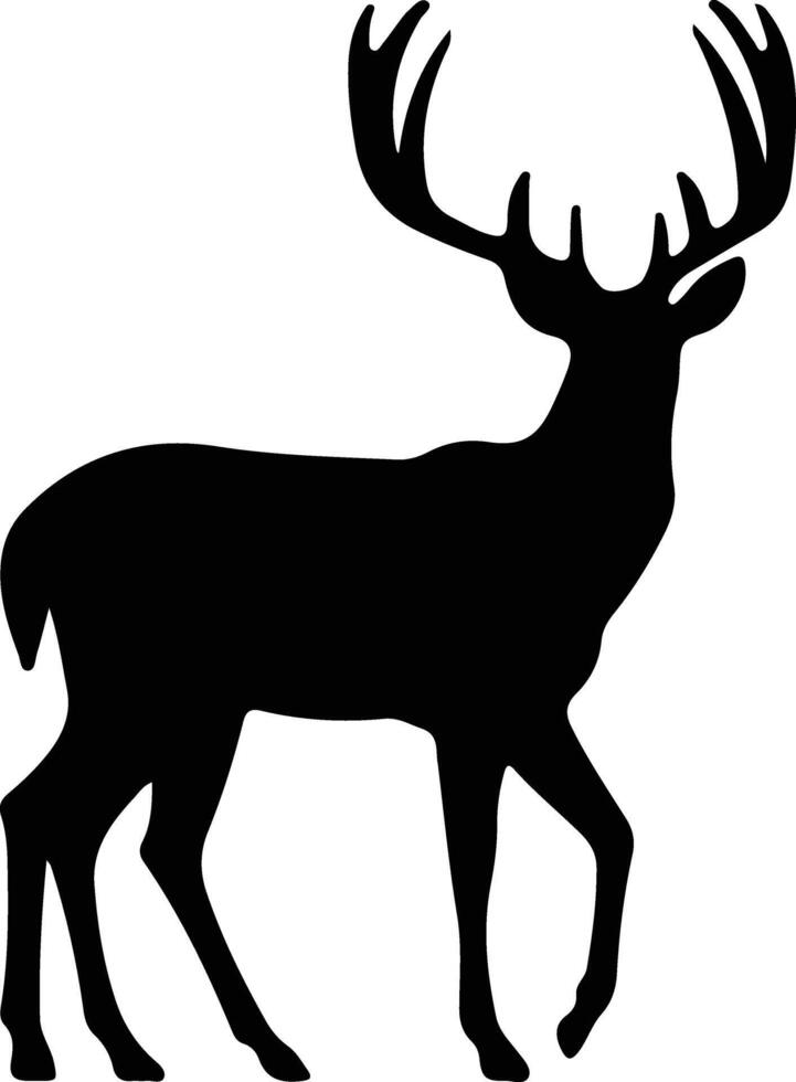 white-tailed deer  black silhouette vector