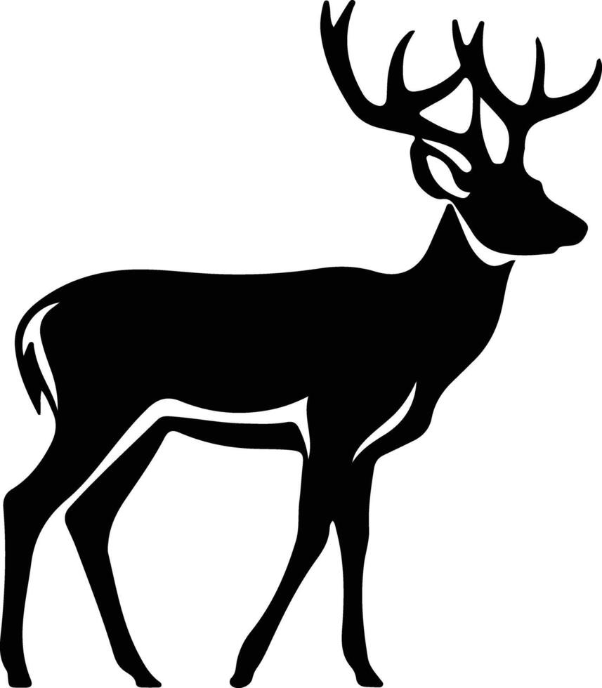 white-tailed deer  black silhouette vector