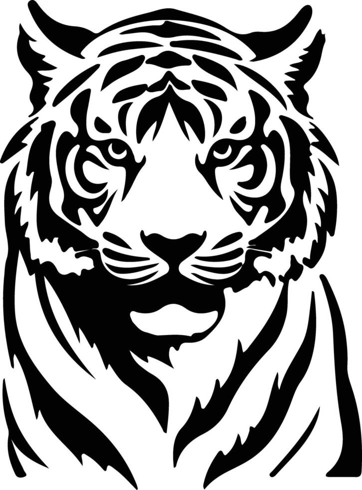 white Bengal tiger  black silhouette vector