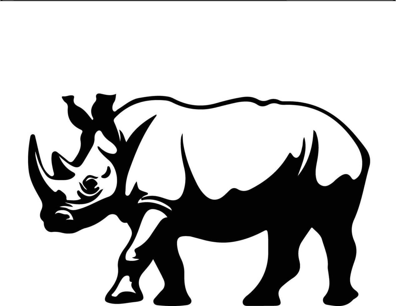 white rhinoceros  black silhouette vector