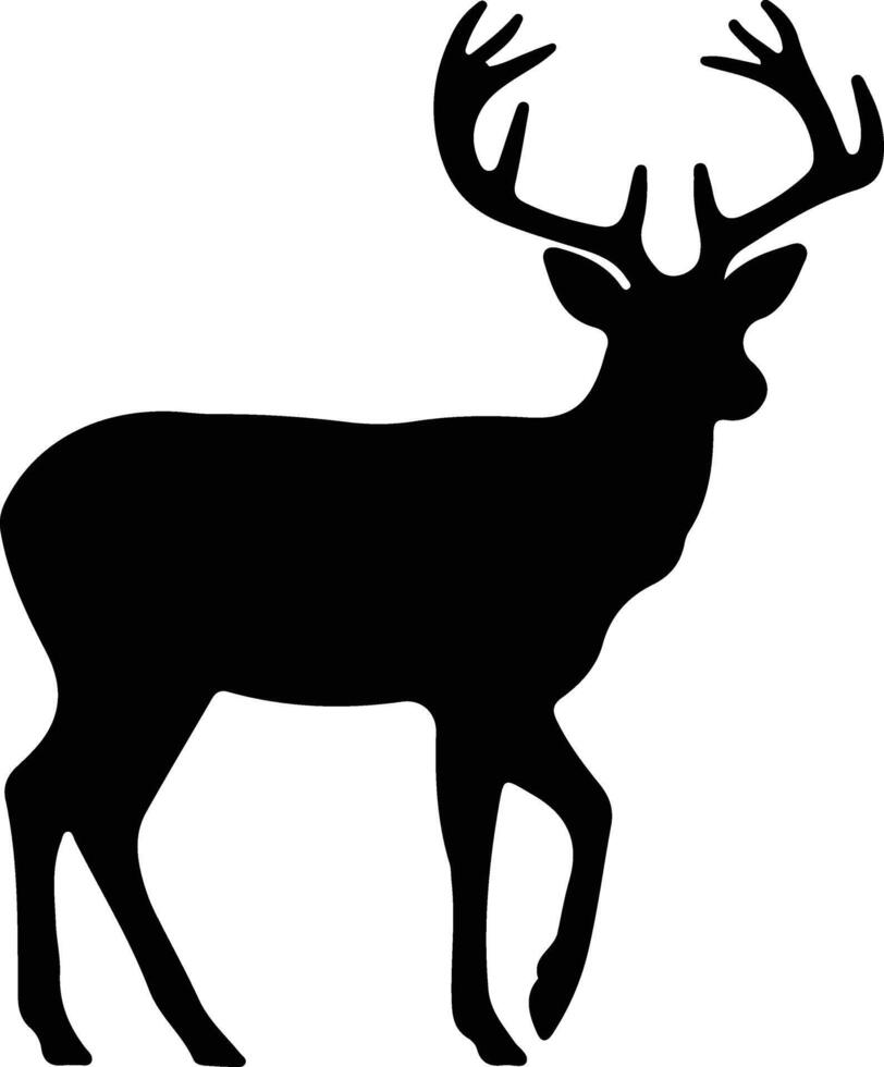 white-tailed deer  black silhouette vector