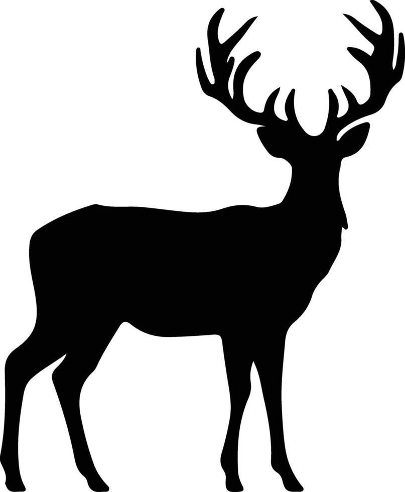 white-tailed deer  black silhouette vector