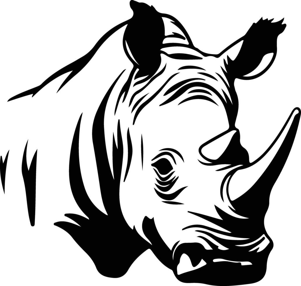 white rhinoceros  black silhouette vector