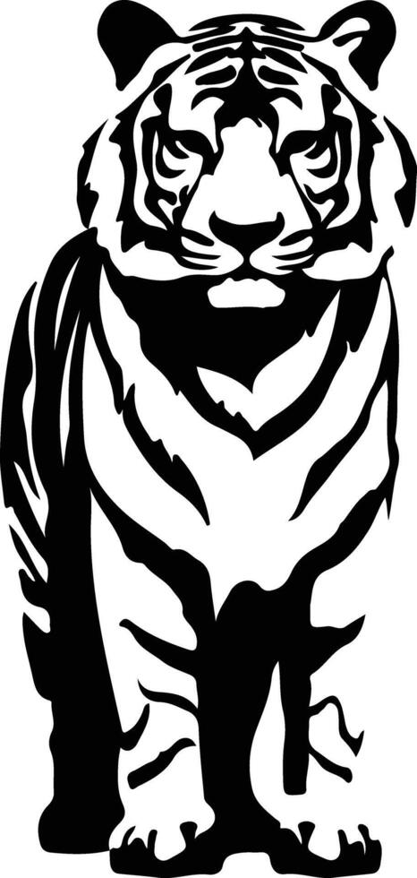 white tiger  black silhouette vector