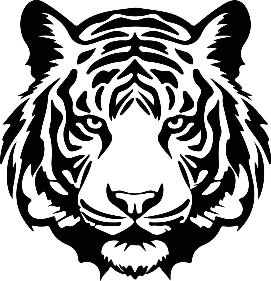 white tiger  black silhouette vector