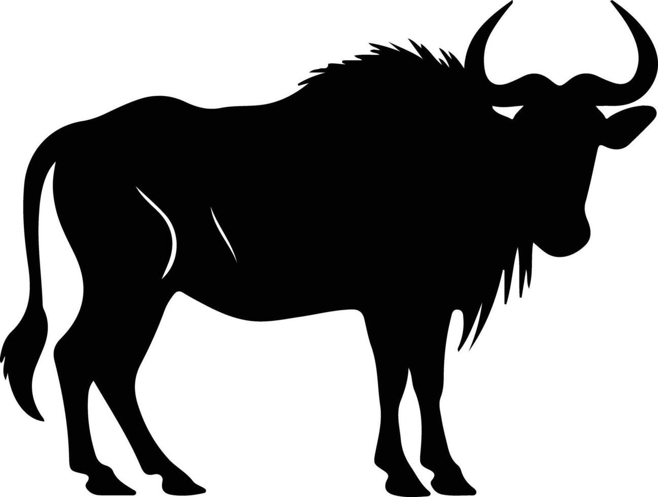 wildebeest  black silhouette vector