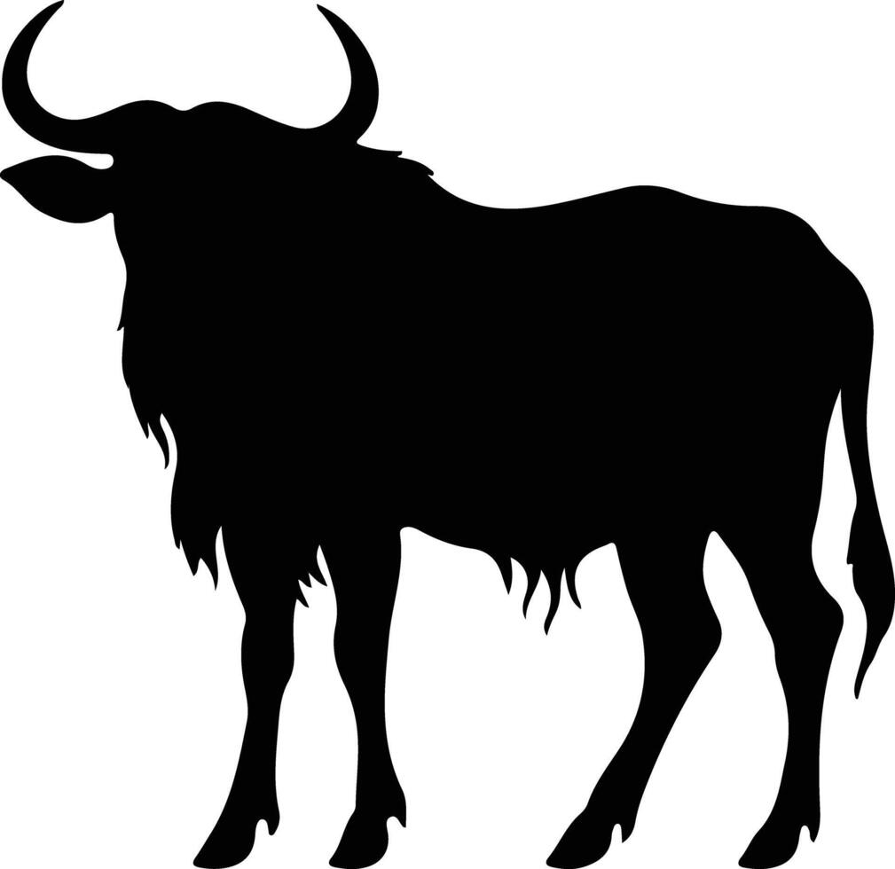 wildebeest  black silhouette vector