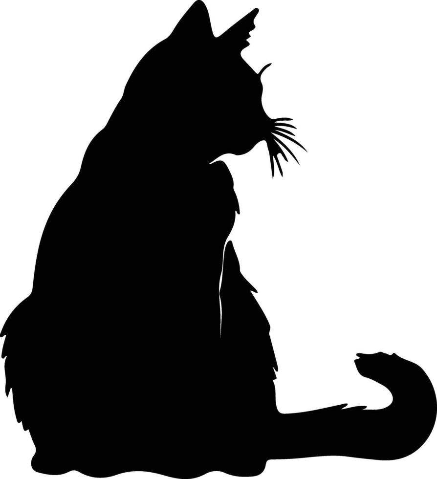 salvaje gato negro silueta vector