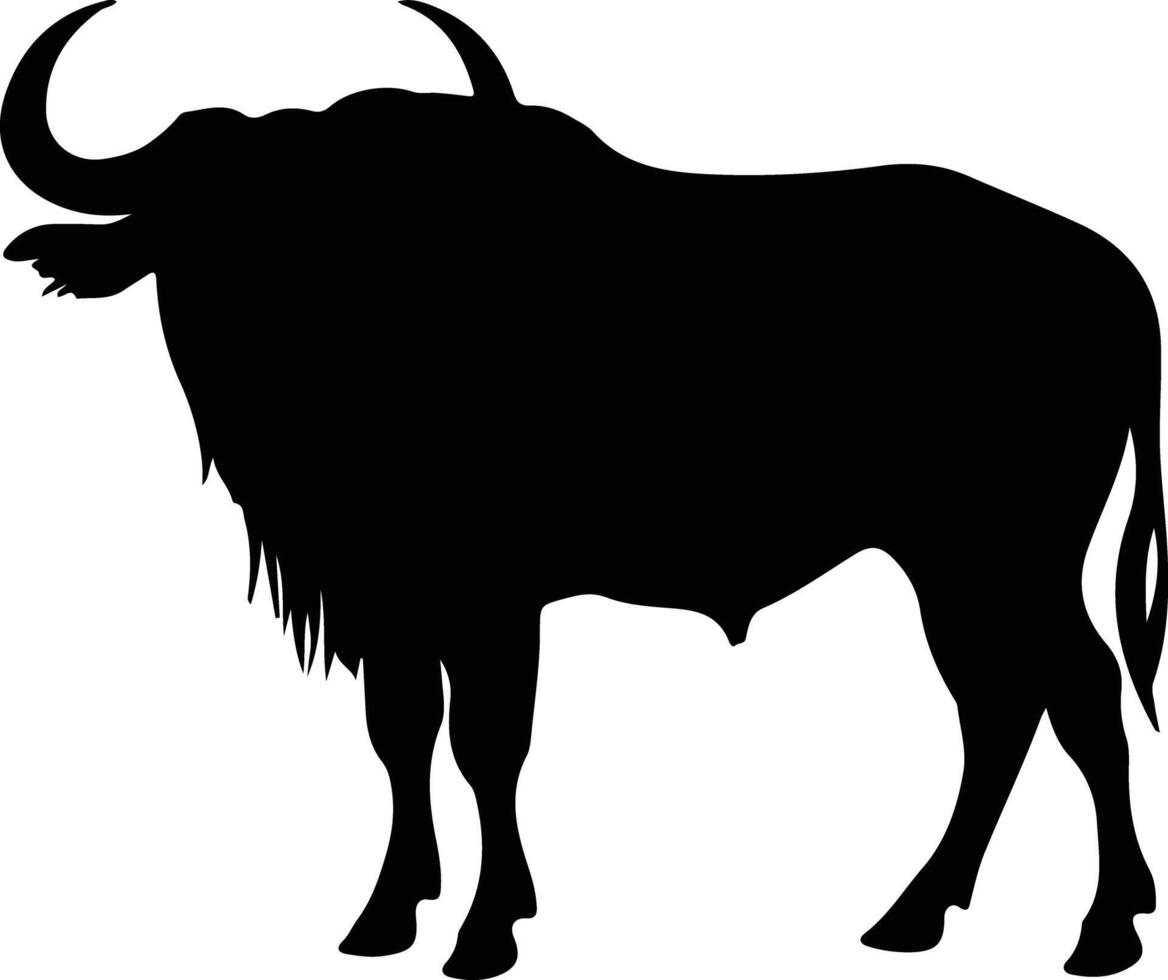 wildebeest  black silhouette vector