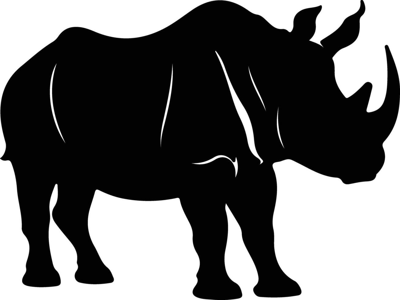 woolly rhinoceros  black silhouette vector
